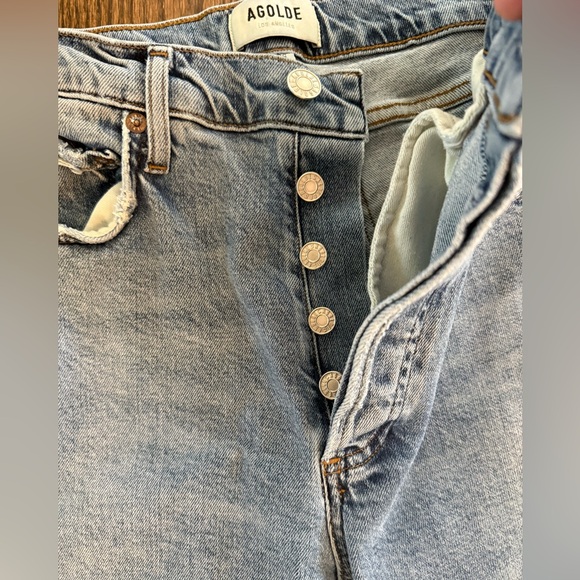 AGOLDE Women's Nico High Rise Straight Leg Jeans Slim Raw Hem Denim Size 26 - Picture 6 of 10